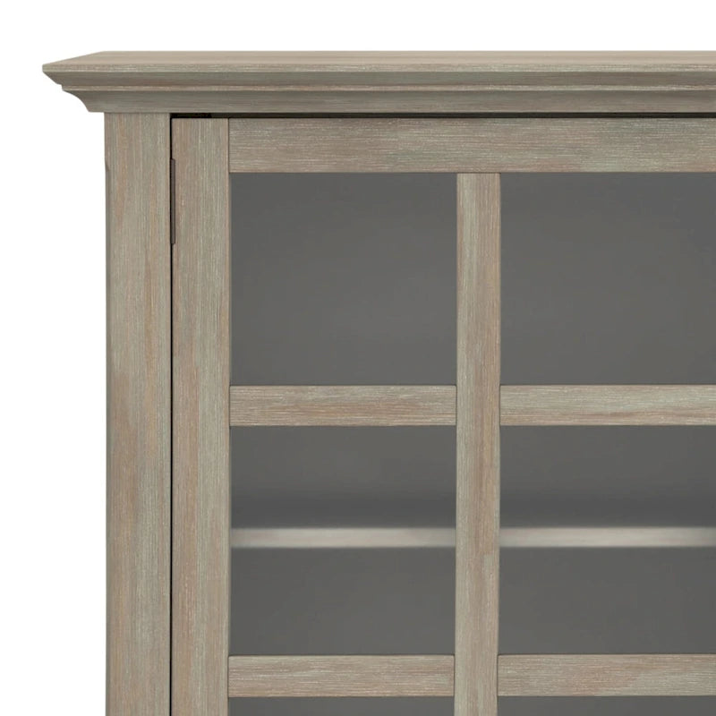 62" Wide Solid Wood Transitional Storage Cabinet with Tempered Glass Doors
