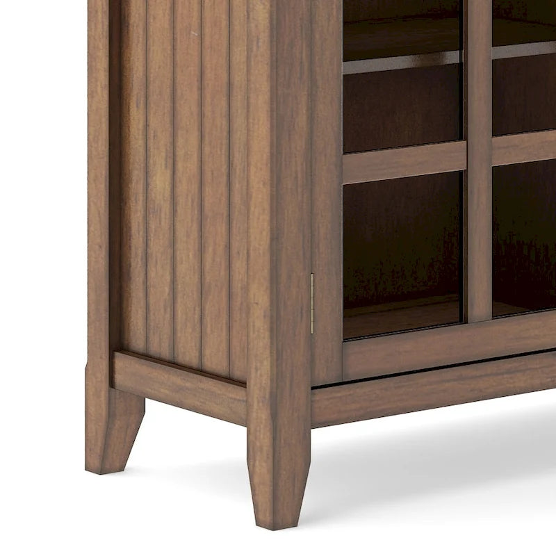 62" Wide Solid Wood Transitional Storage Cabinet with Tempered Glass Doors