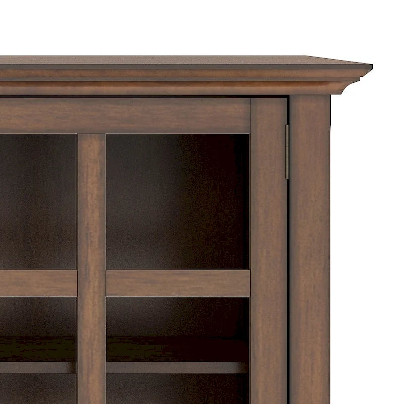 62" Wide Solid Wood Transitional Storage Cabinet with Tempered Glass Doors