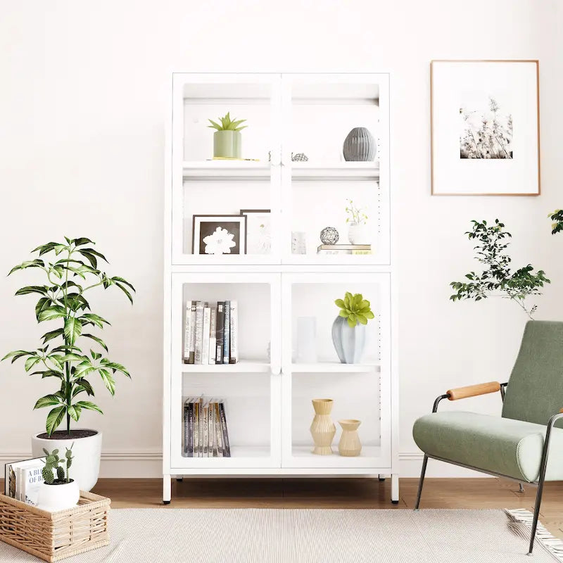 Four Glass Door Storage Cabinet