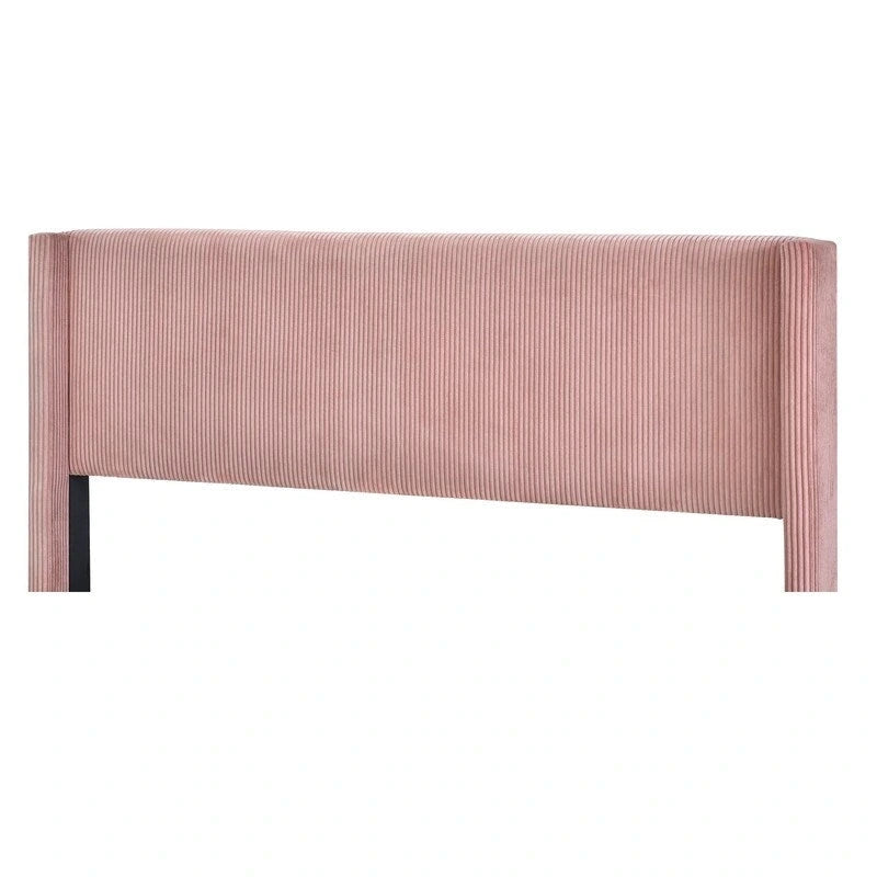 Elegant Upholstered Wood Platform Bed with Upholstered Headboard
