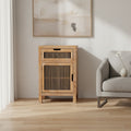 Baxton Studio Clement Rustic Transitional Medium Oak Finished 1-Door and 1-Drawer Wood Spindle End Table