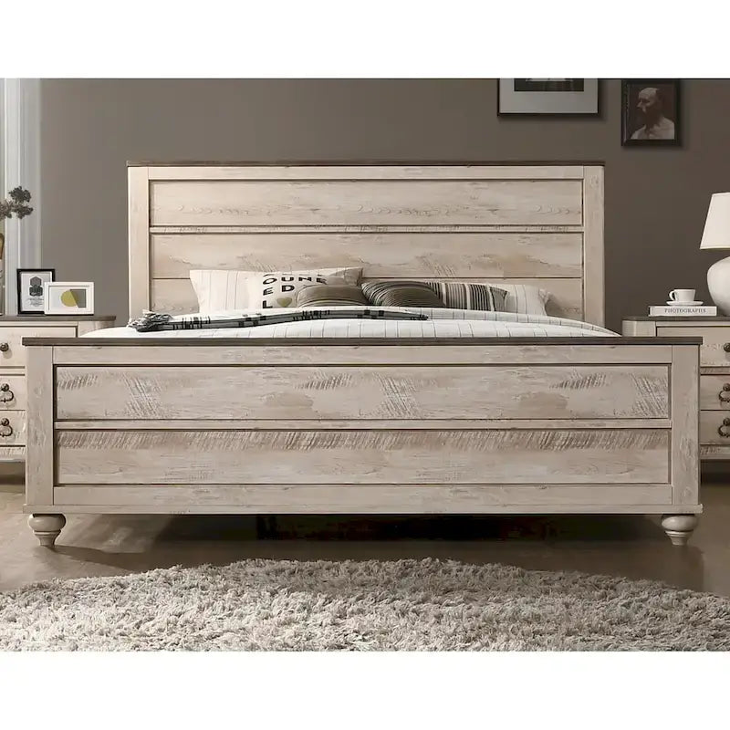 Contemporary White Wash 5-Piece Bedroom Set - Queen