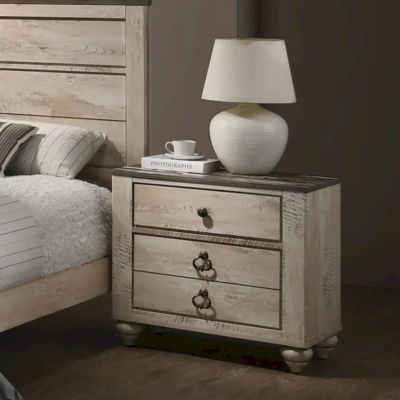 Contemporary White Wash 5-Piece Bedroom Set - Queen