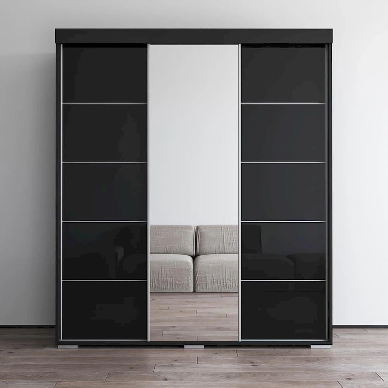 Modern 3-door Wardrobe Armoire with Mirror