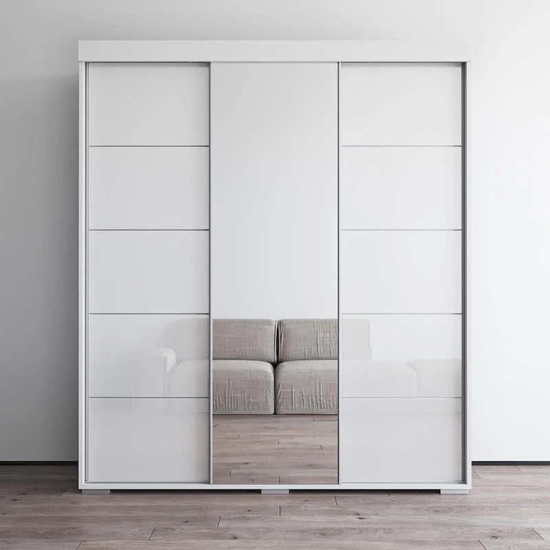 Modern 3-door Wardrobe Armoire with Mirror