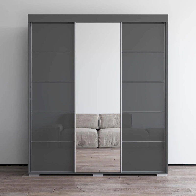 Modern 3-door Wardrobe Armoire with Mirror