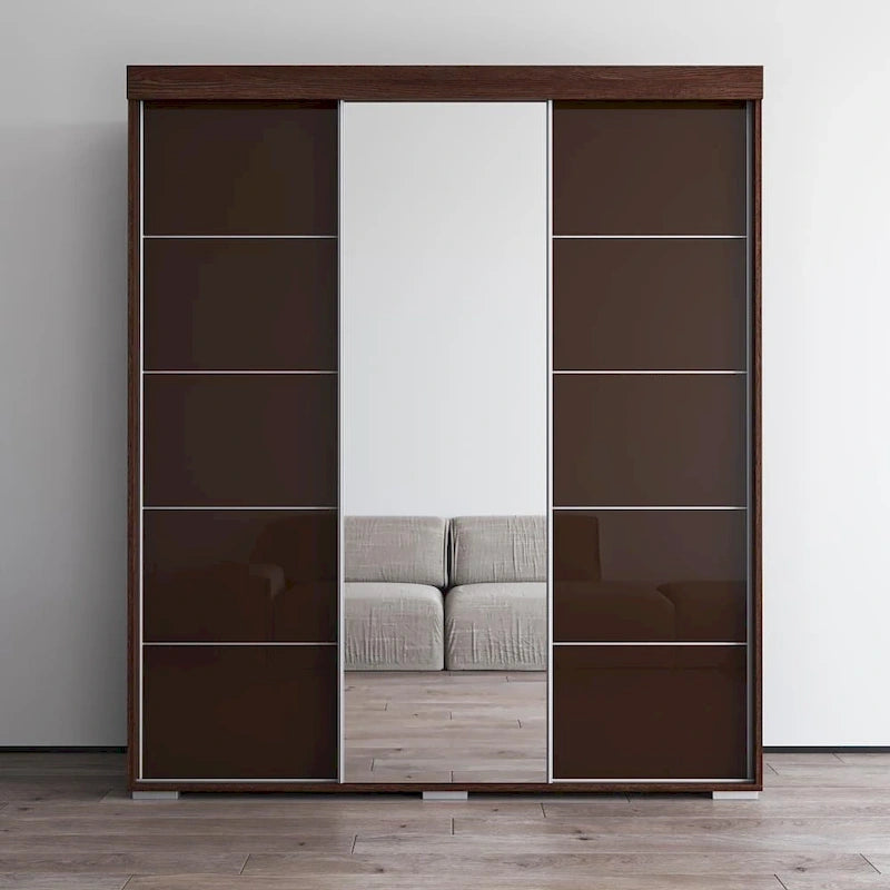 Modern 3-door Wardrobe Armoire with Mirror
