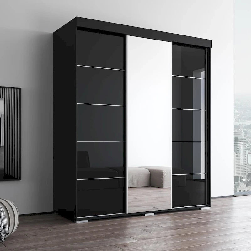 Modern 3-door Wardrobe Armoire with Mirror