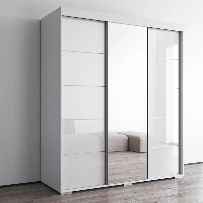 Modern 3-door Wardrobe Armoire with Mirror