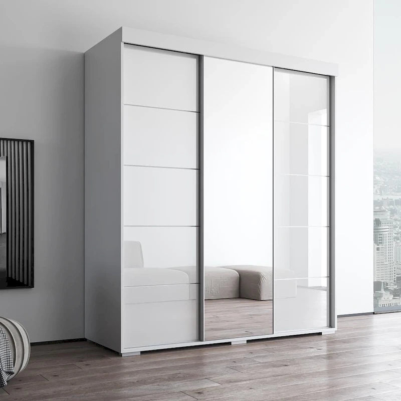 Modern 3-door Wardrobe Armoire with Mirror