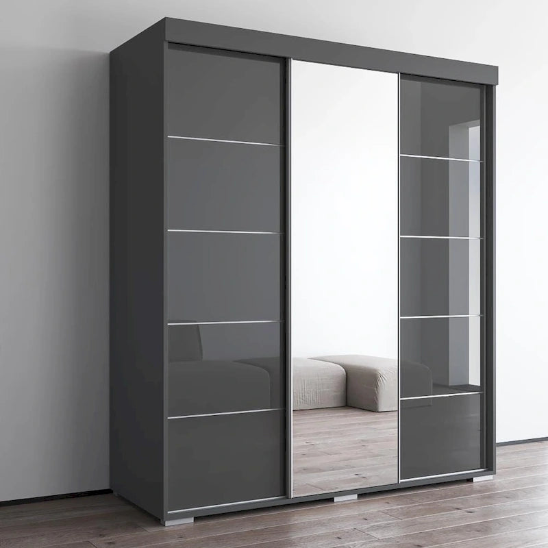 Modern 3-door Wardrobe Armoire with Mirror