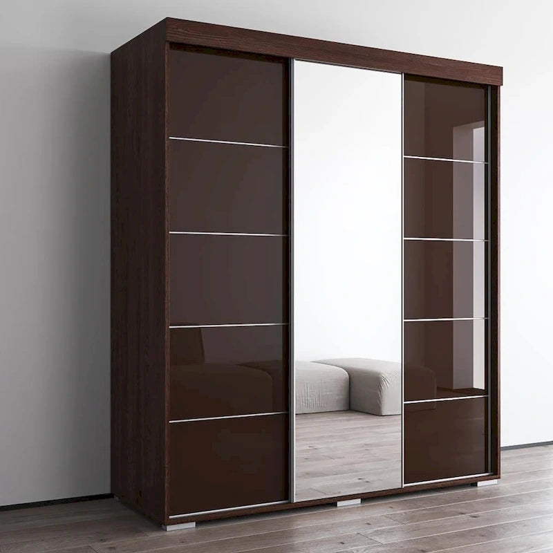 Modern 3-door Wardrobe Armoire with Mirror
