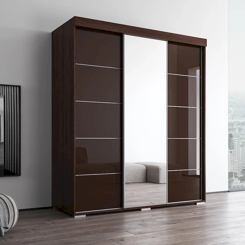 Modern 3-door Wardrobe Armoire with Mirror