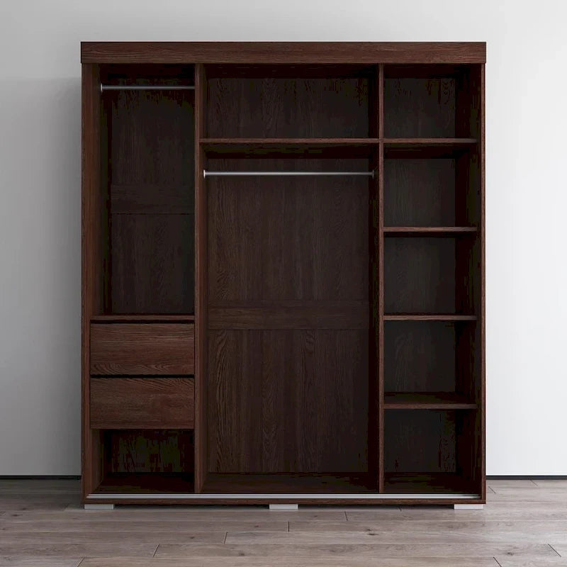 Modern 3-door Wardrobe Armoire with Mirror