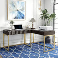 Glam Metal Lift-Top L-Shaped Computer Desk with USB Ports & Outlets