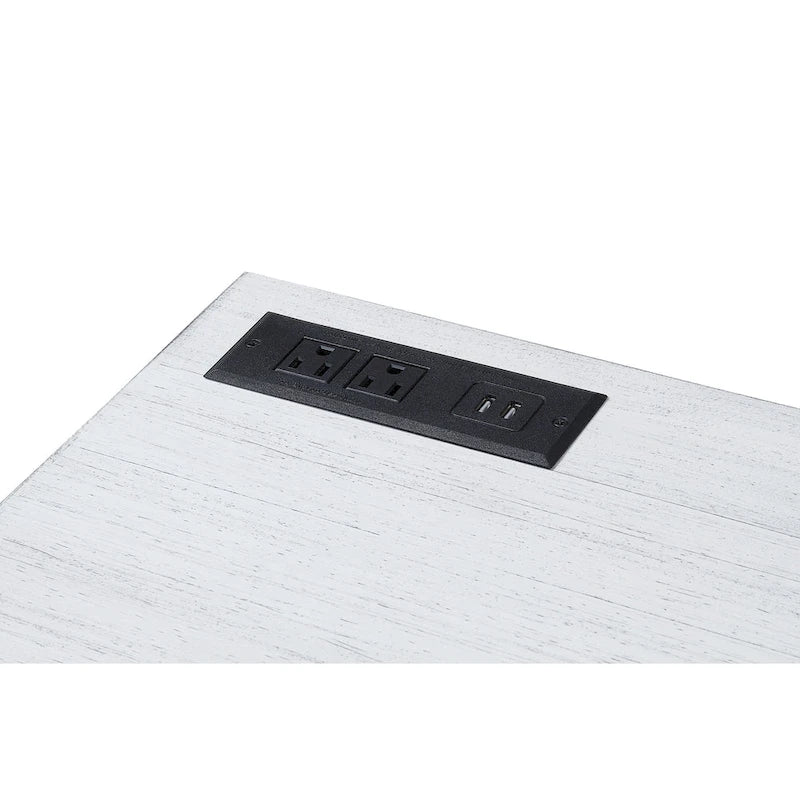 Glam Metal Lift-Top L-Shaped Computer Desk with USB Ports & Outlets