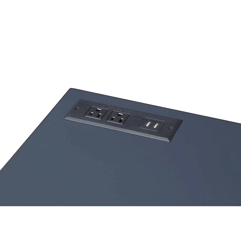 Glam Metal Lift-Top L-Shaped Computer Desk with USB Ports & Outlets