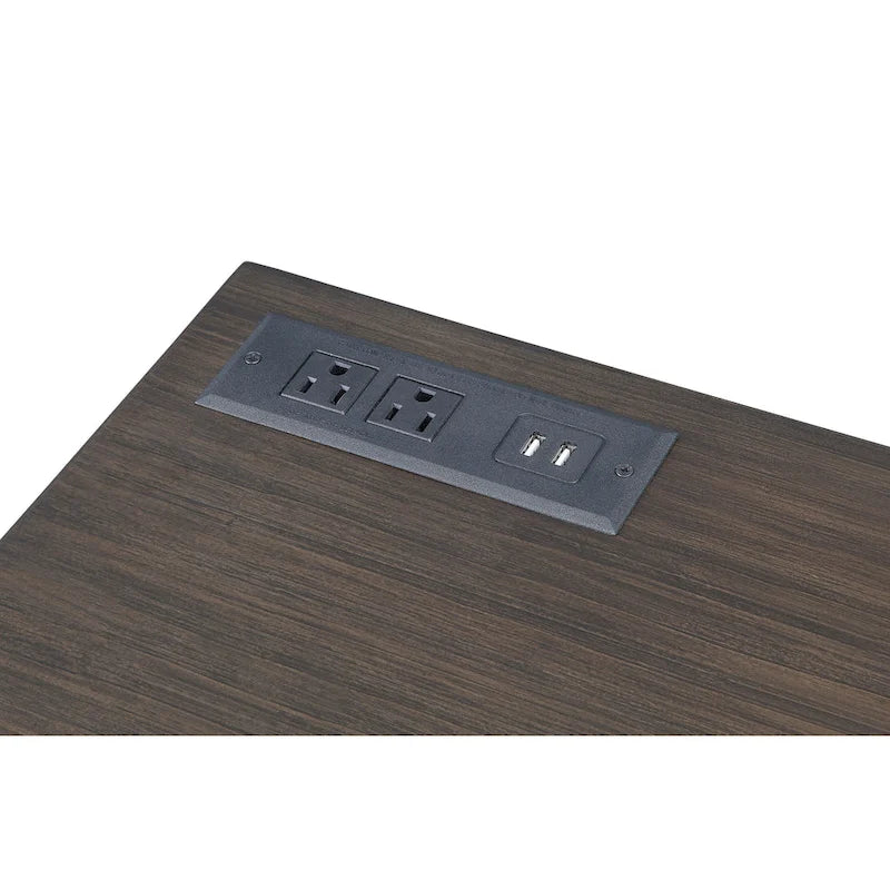 Glam Metal Lift-Top L-Shaped Computer Desk with USB Ports & Outlets