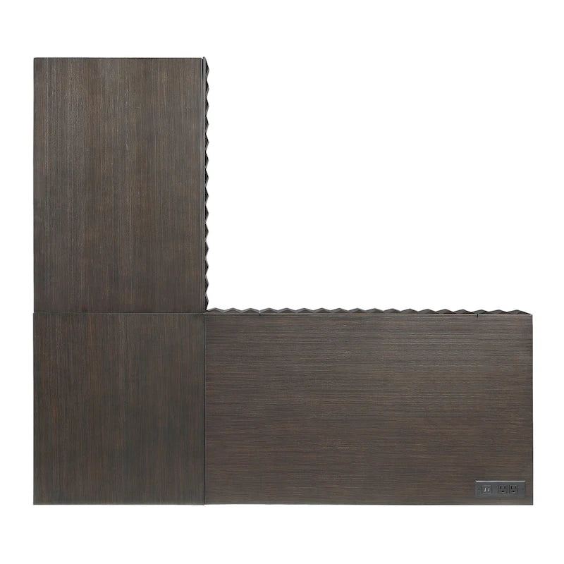 Glam Metal Lift-Top L-Shaped Computer Desk with USB Ports & Outlets