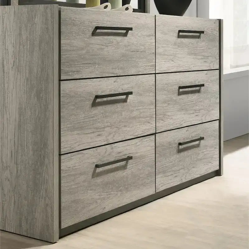 LED Wallbed Bedroom Set with Nightstands, Dresser, Mirror and Chest - Weathered Gray
