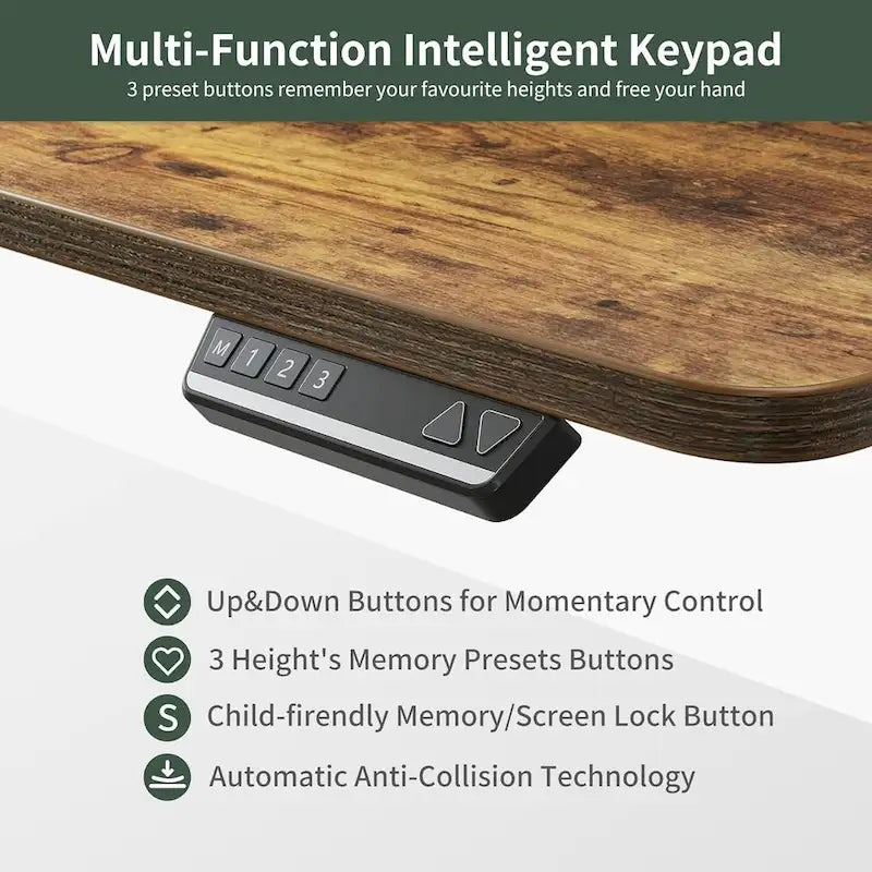 L-Shaped Electric Standing Desk with 3 Motors, Drawers & Lockable Casters - 63"