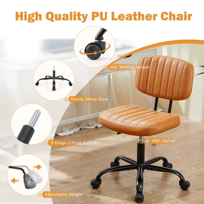 Low Back Task Chair Small Home Office Chair with Wheels
