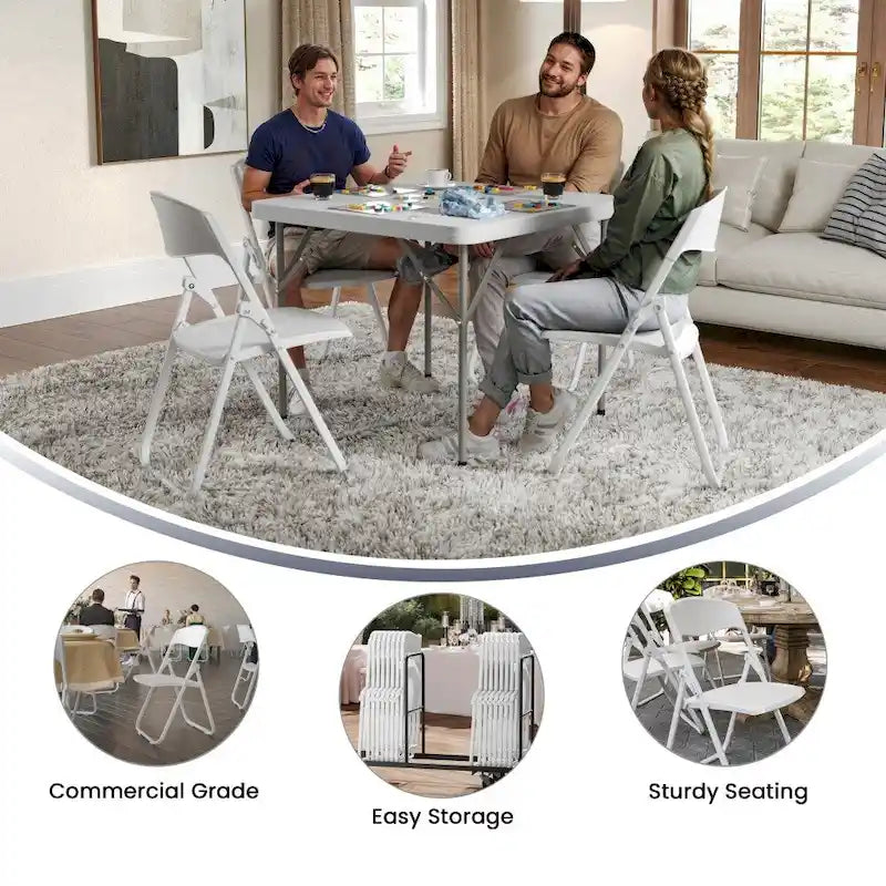 2 Pack 500 lb. Capacity Heavy Duty Plastic Folding Chair