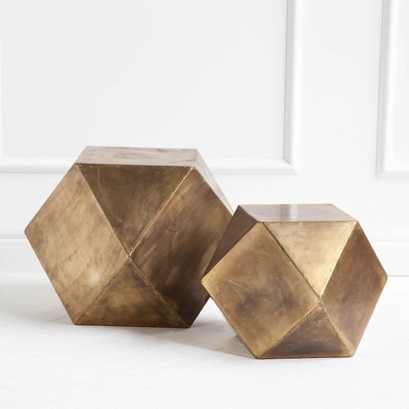Hexagonal Brass Plated End/Side Table
