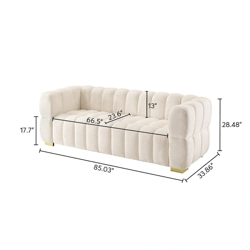 85" Modern Waffle Fabric Sofa - Leisure Comfortable Couch