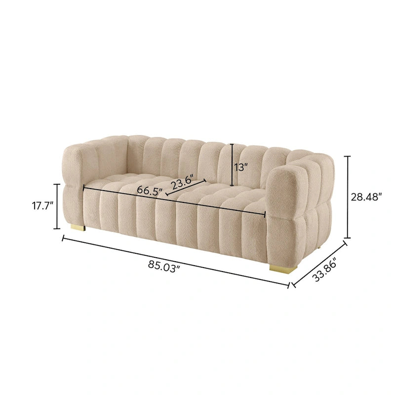85" Modern Waffle Fabric Sofa - Leisure Comfortable Couch