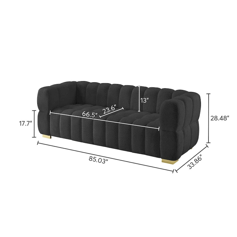 85" Modern Waffle Fabric Sofa - Leisure Comfortable Couch
