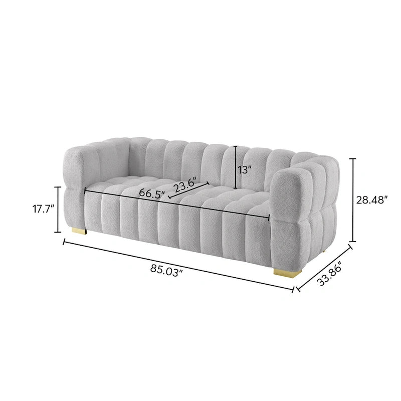 85" Modern Waffle Fabric Sofa - Leisure Comfortable Couch