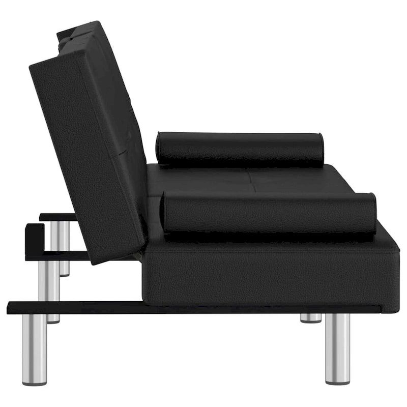 Sofa Bed Foldable Sleeper Sofa Couch Bed with Cup Holders Faux Leather - 78.7 x 35 x 27.6