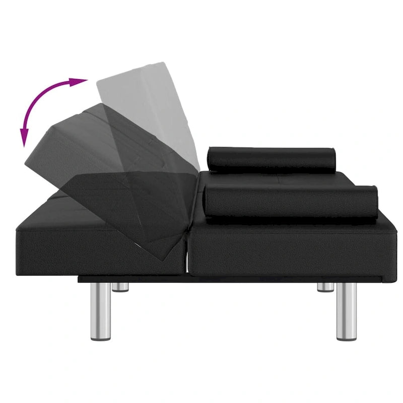 Sofa Bed Foldable Sleeper Sofa Couch Bed with Cup Holders Faux Leather - 78.7 x 35 x 27.6