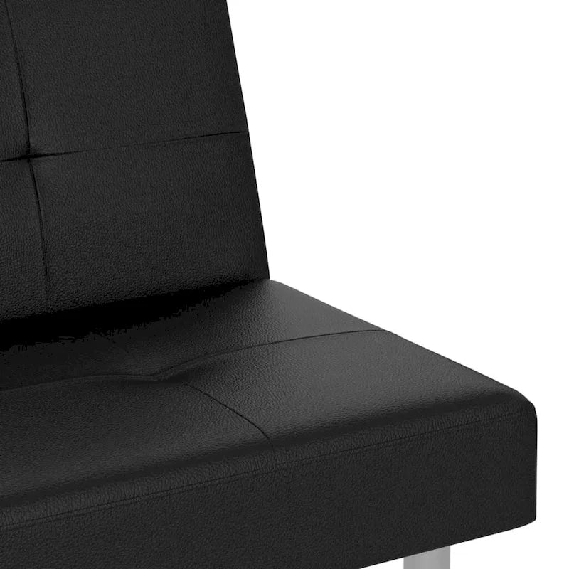 Sofa Bed Foldable Sleeper Sofa Couch Bed with Cup Holders Faux Leather - 78.7 x 35 x 27.6