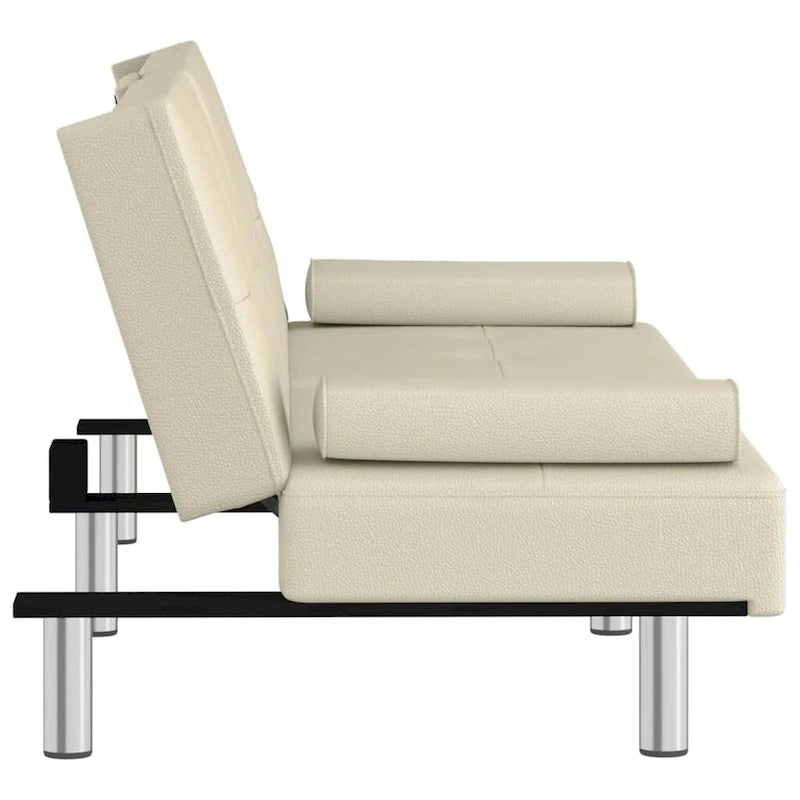 Sofa Bed Foldable Sleeper Sofa Couch Bed with Cup Holders Faux Leather - 78.7 x 35 x 27.6