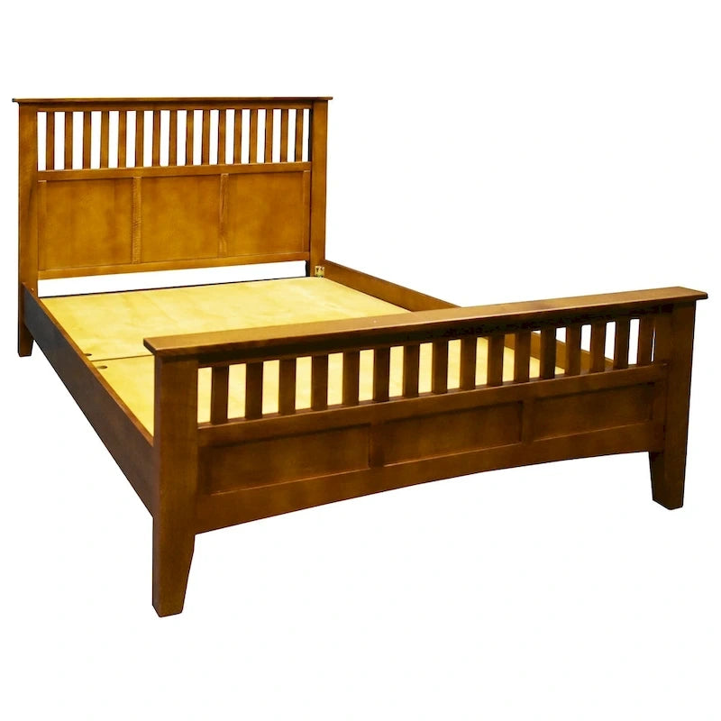 Mission Style Quarter Sawn Oak Platform Bed with Slats