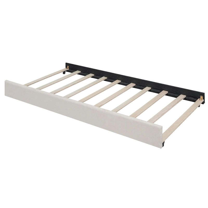 Full Size Upholstered Tufted Daybed Bed with Twin Size Trundle