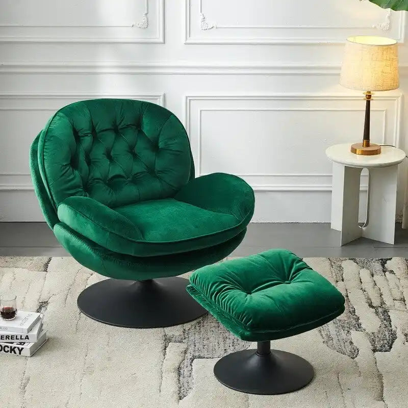 Swivel Leisure chair lounge chair velvet with ottoman
