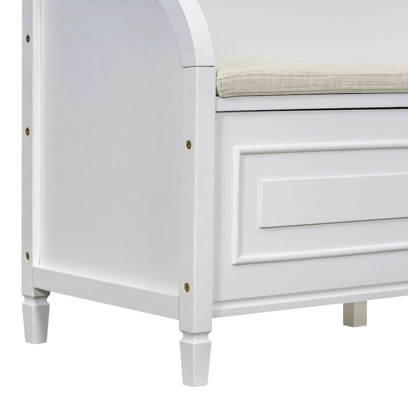 Rustic Style Solid Wood Entryway Multifunctional Storage Bench with Safety Hinge