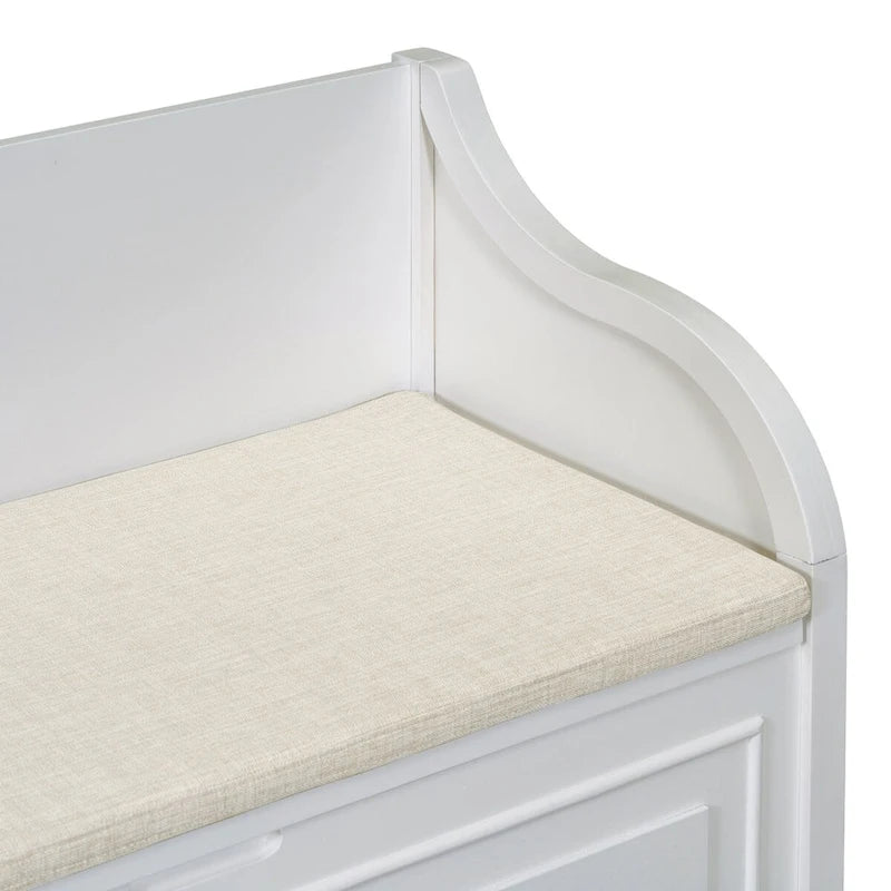 Rustic Style Solid Wood Entryway Multifunctional Storage Bench with Safety Hinge
