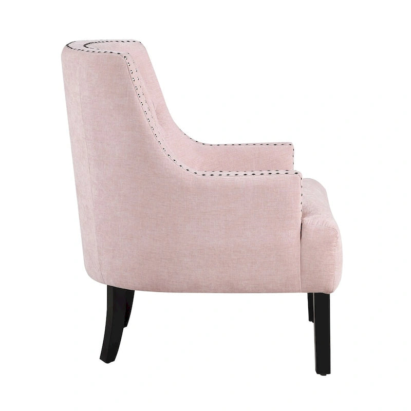 Modern Traditional Accent Chair Chenille Upholstery Button-Tufted Solid Wood 1pc Living Room Furniture