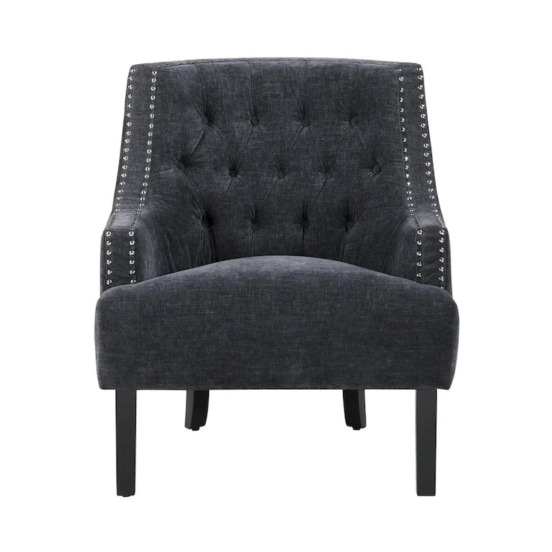 Modern Traditional Accent Chair Chenille Upholstery Button-Tufted Solid Wood 1pc Living Room Furniture