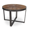 Round Coffee Table with Starburst Wood Top & Black Metal Legs - 24x24x15.5