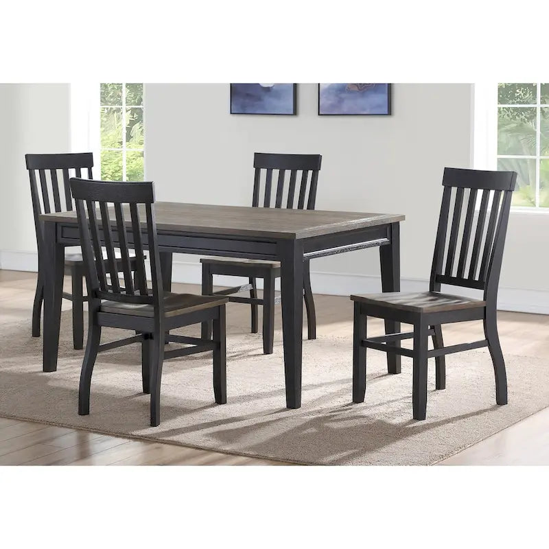 Two-tone Ebony & Driftwood Dining Table, Farmhouse Style, Seats 6