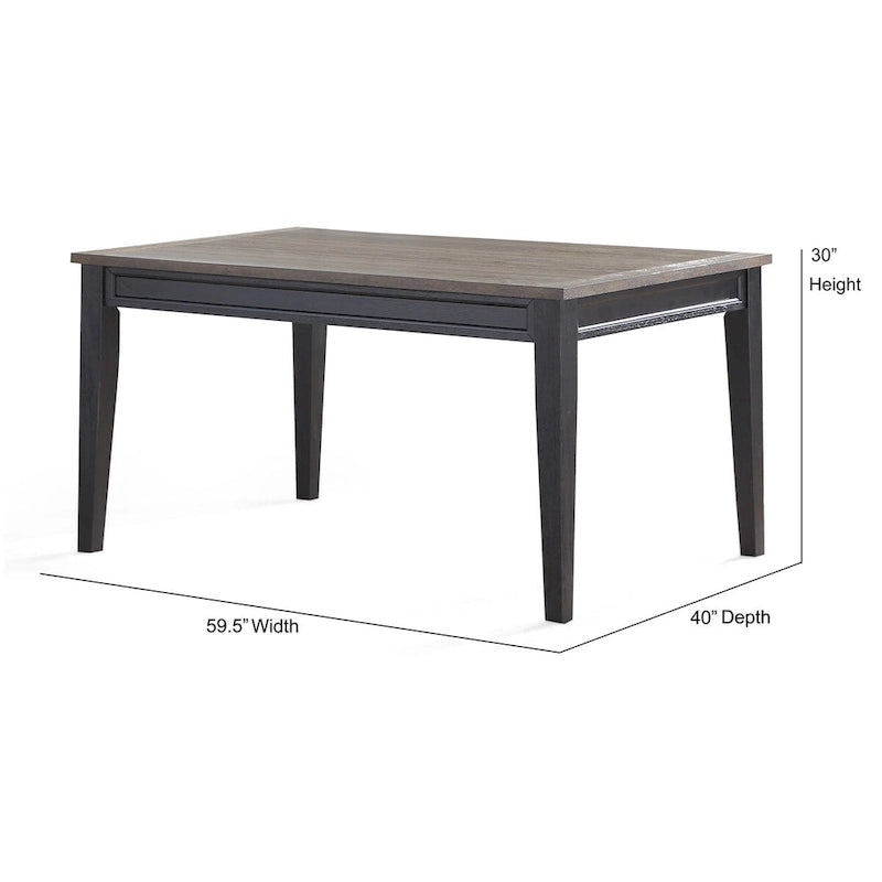 Two-tone Ebony & Driftwood Dining Table, Farmhouse Style, Seats 6