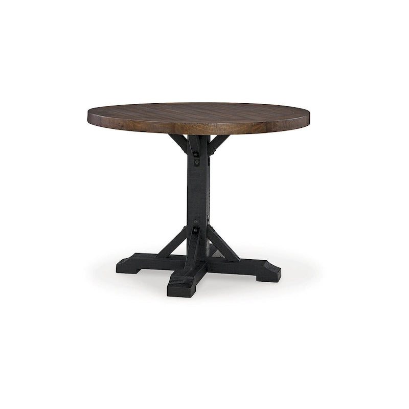 Black & Dark Brown Counter Height Round Dining Table - 48W x 48D x 36H