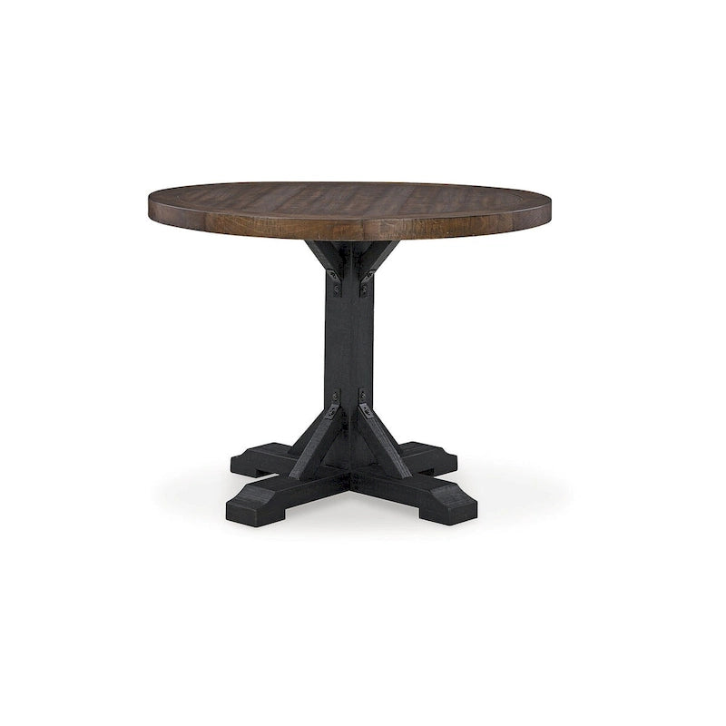 Black & Dark Brown Counter Height Round Dining Table - 48W x 48D x 36H