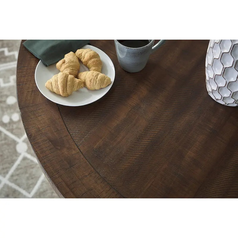 Black & Dark Brown Counter Height Round Dining Table - 48W x 48D x 36H